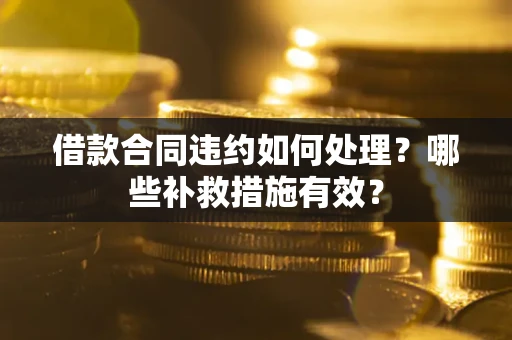 武汉借款合同违约如何处理？哪些补救措施有效？